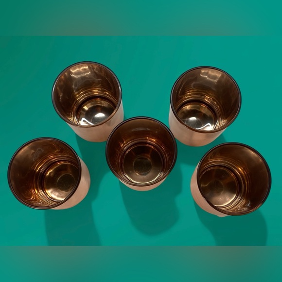 Rose Gold Mirror Finish Drinking Glasses Set of 5 - Picture 3 of 7